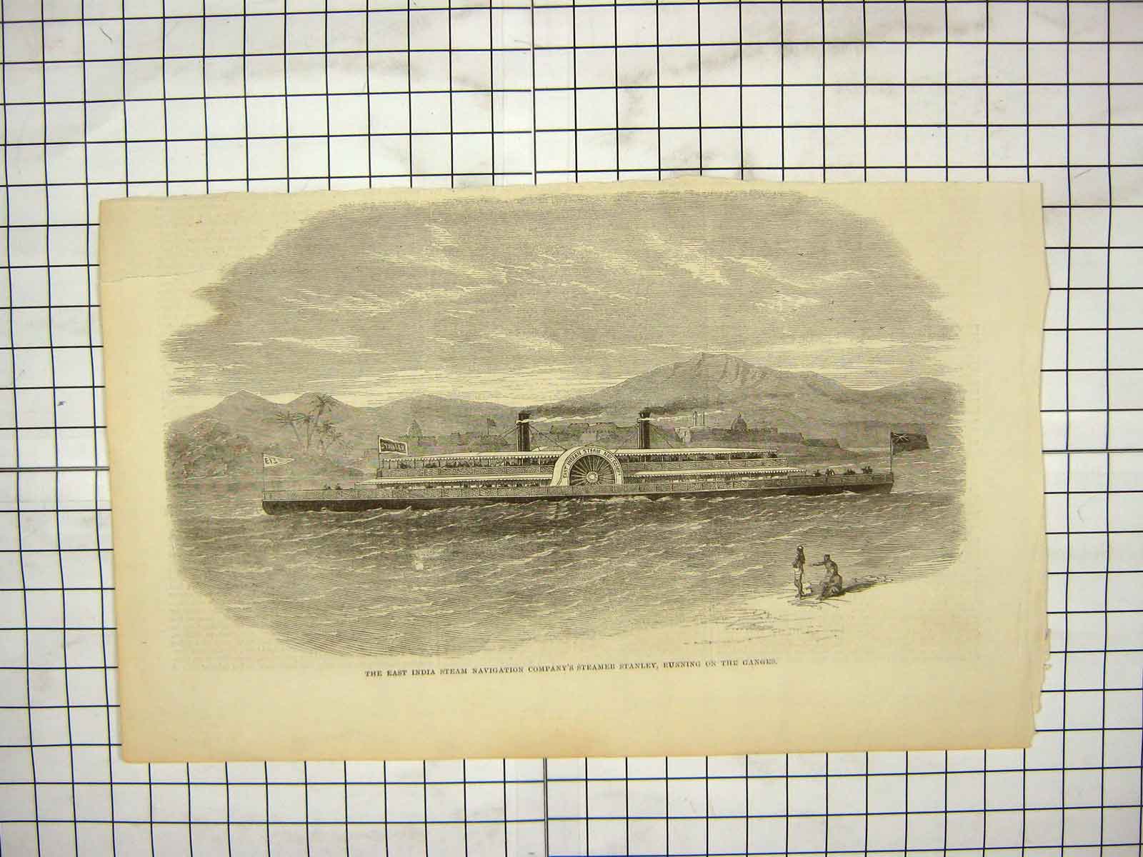 Old Antique Print East India Steam Navigation Steamer Ship Stanley Ganges