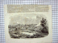 Original Old Antique Print View London Canada Railway Train Bridge Town Scene