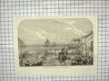 Old Antique Print Bridge Grand Canal Venice Italy Bridge Boats Gondolas