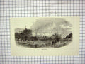 Original Old Antique Print View Civita Vecchia Sea Boats Architecture