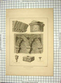 Old Antique Print 1832 Kelson Dryburgh Architecture Abbey Capital Pillar 19th