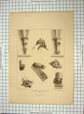 Original Old Antique Print 1852 Brackets Knots Crockets Melrose Abbey Lizars