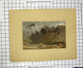 Original Old Antique Print Colour Weather Clouds Sheep