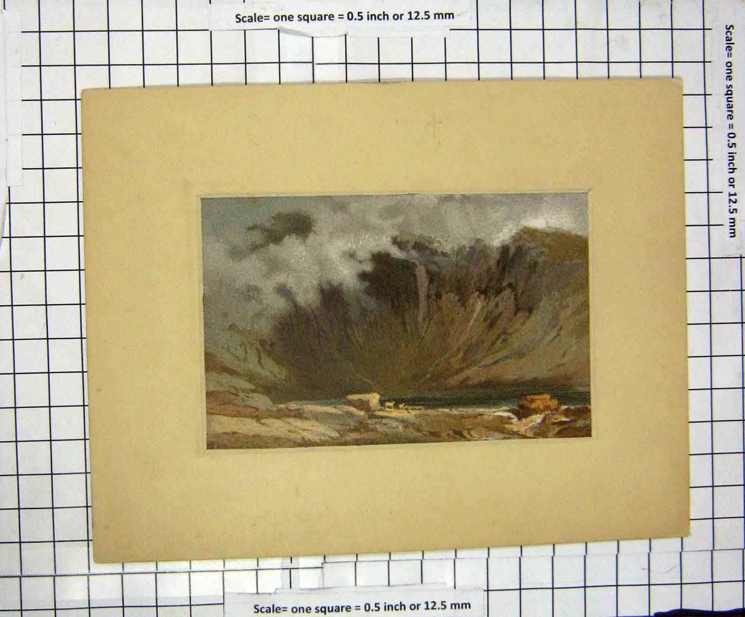 Original Old Antique Print Colour Weather Clouds Sheep