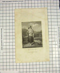 Original Old Antique Print Engraving Market Girl Farmer