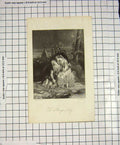 Original Old Antique Print Engraving Strange Lady Romance Man Sanger