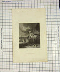 Original Old Antique Print Engraving Parting Woman Man Romance