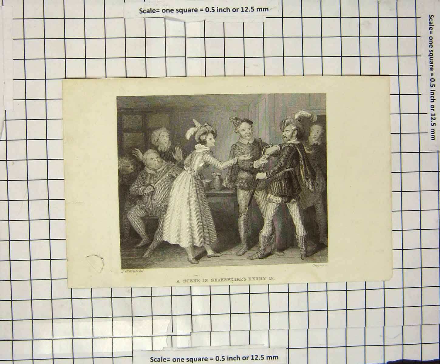 Original Old Antique Print Scene Shakspeare Henry Vi Theatre Engraving