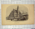 Original Old Antique Print Engraving Hotel Ville Audenaerde Architecture