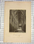 Old Antique Print 1836 Winchester Cathedral Nave Engraving Browne Winkles 19th