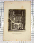 Original Old Antique Print 1836 Winchester Cathedral Transept Griffith Garland