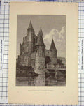 Original Old Antique Print Haarlem Porte Amsterdam Architecture Martinet
