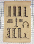 Old Antique Print Architecture Columns Pillars Arch Goodright Engraving