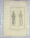 Original Old Antique Print 1787 Engraving Hooper Monuments Men Costumes 18th