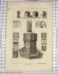 Original Old Antique Print Hooper Engraving 1787 Sparrow Church Fonts 18th