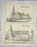 Old Antique Print Herefordshire Church St. James Kimbolton Mary'S Number