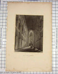 Original Old Antique Print Winkles Engraving Ely Cathedral Nave Garland