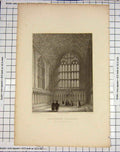 Original Old Antique Print Canterbury Cathedral Chapter House Deeble Winkles