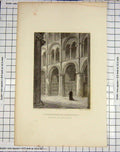 Original Old Antique Print Peterborough Cathedral Transept Winkles Browne