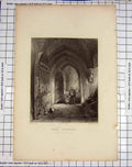 Original Old Antique Print Wells Cathedral Crypt Winkles Archer Engraving