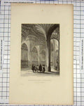 Original Old Antique Print Peterborough Cathedral Lady Chapel Winkles Browne