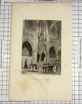 Original Old Antique Print Exeter Cathedral Bishop'S Throne Winkles Salmon