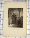 Original Old Antique Print Rochester Cathedral Door Winkles Garland Engraving
