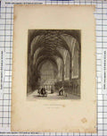 Original Old Antique Print Ely Cathedral Lady Chapel Garland Winkles Engraving