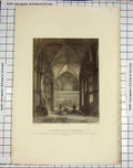 Old Antique Print Winchester Cathedral Bishop Waynfleet Beaufort Garland