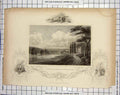 Original Old Antique Print View Skenectady Mohawk River Engraving Tallis