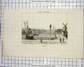 Original Old Antique Print Engraving View Amsterdam Boats Windmill