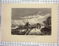 Original Old Antique Print Engraving Zelande Middelburg Windmill Weber