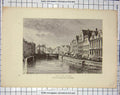 Original Old Antique Print River Boats Bridge Gand Quai Aux Grains