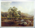 Original Old Antique Print Bates Large Colour Landscape Mountains River