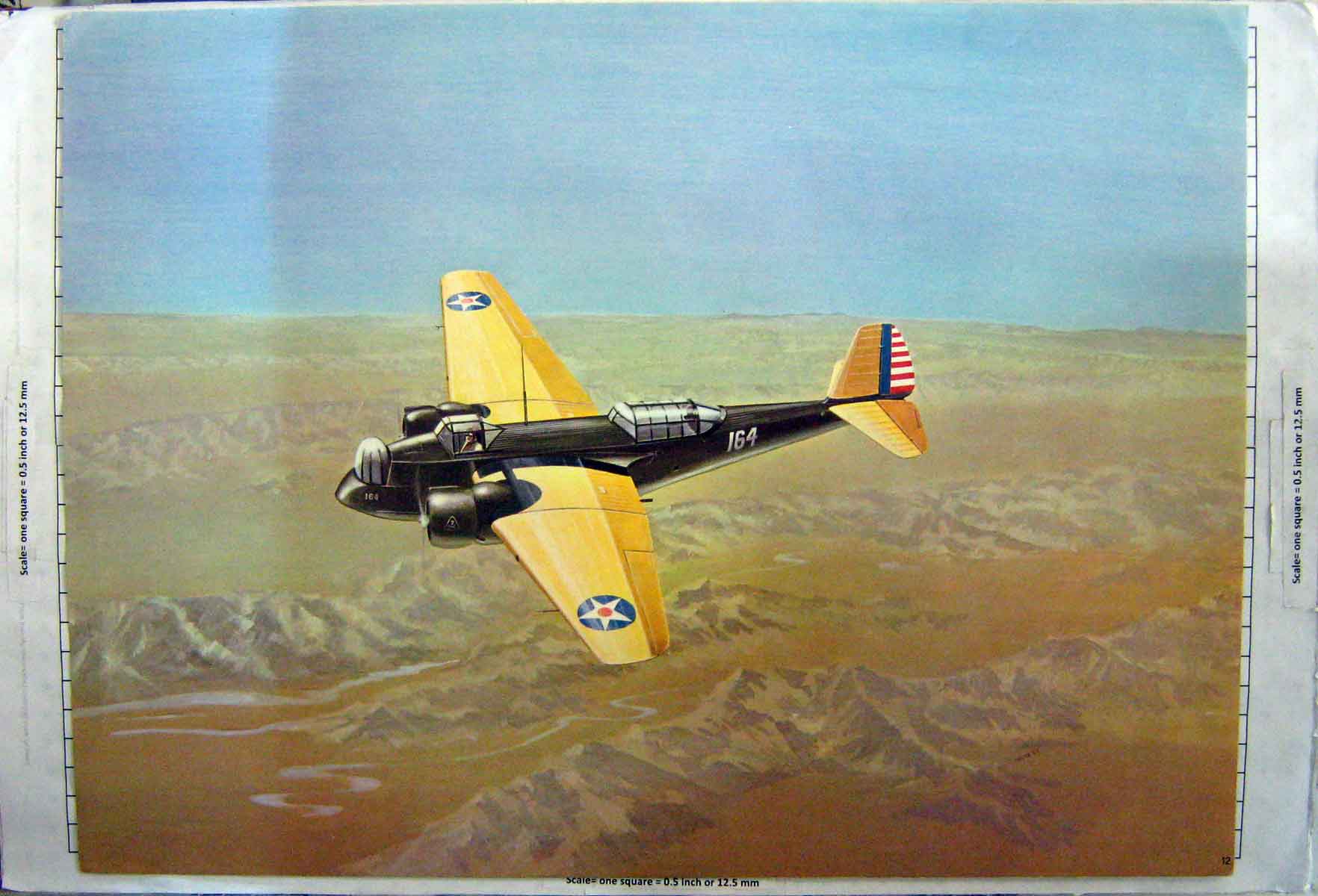 Original Old Antique Print Colour Aircraft War Plane American
