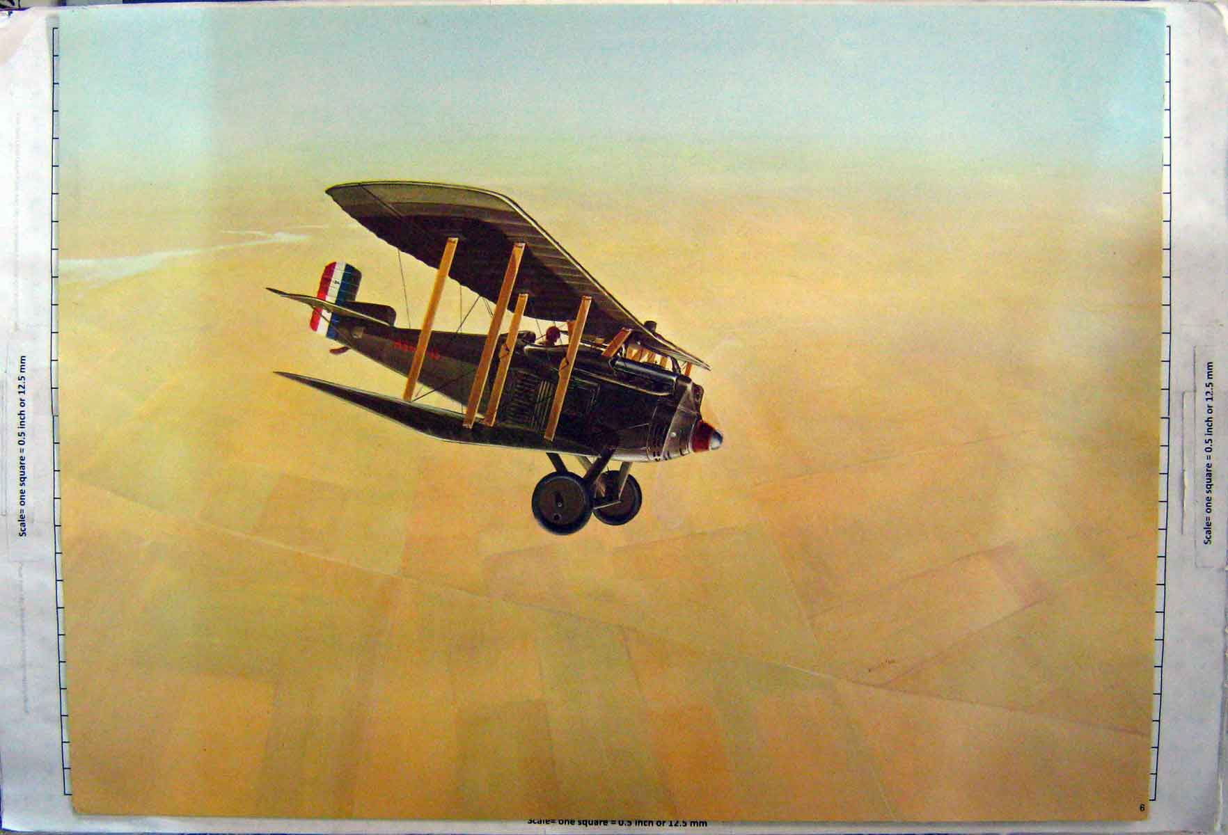Original Old Antique Print Colour War Plane Aircraft Pilot