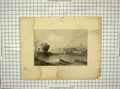 Original Old Antique Print 1839 View Albany Boats Cousen Bartlett Engraving