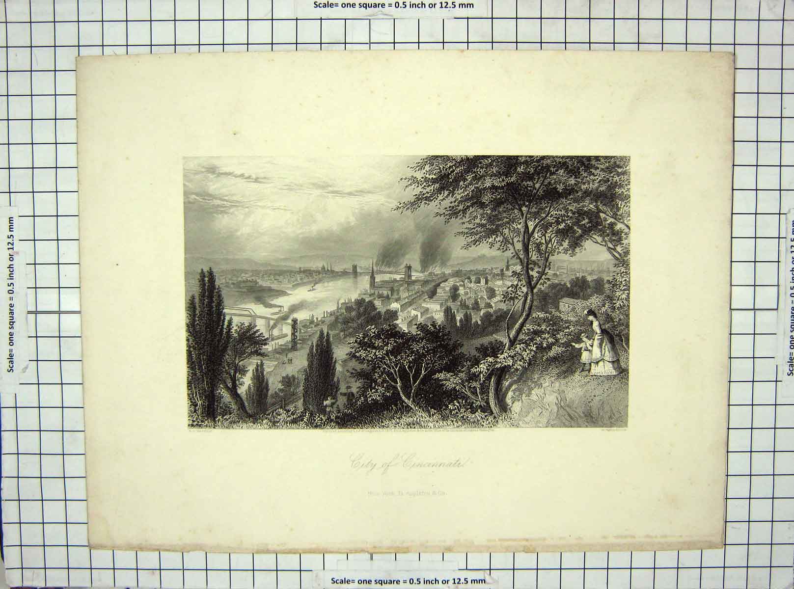 Original Old Antique Print 1872 Wellstood Warren City Cincinnati America 19th
