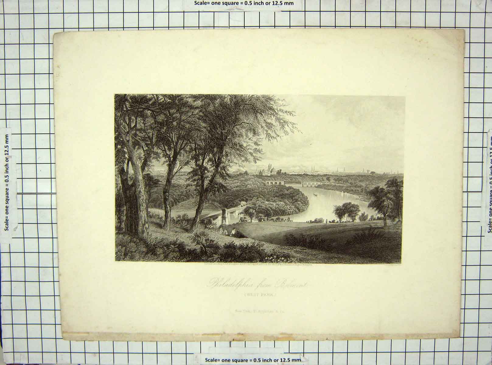 Old Antique Print 1873 Perkins Hinshelwood View Philadelphia Belmont Park 19th