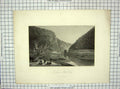 Original Old Antique Print C1850 Perkins Hinshelwood View Delaware Water Gap