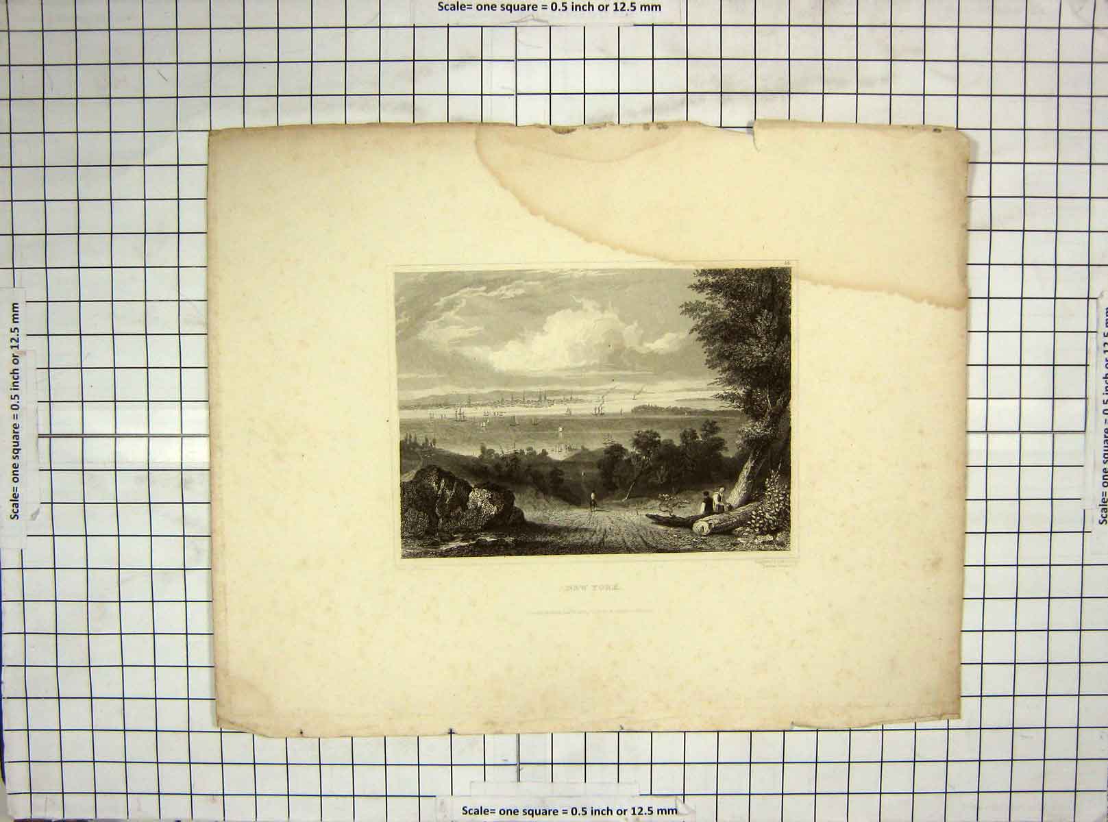 Original Old Antique Print 1831 View New York America Fenner Sears Engraving