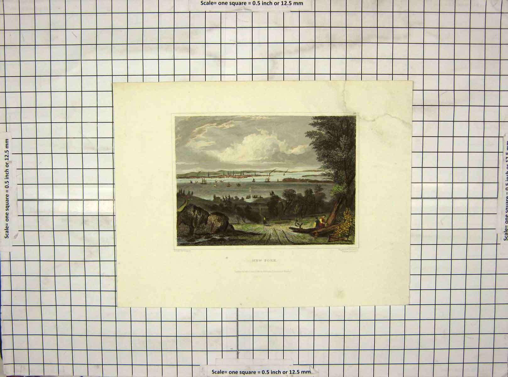 Original Old Antique Print 1831 View New York America Fenner Sears Dupree 19th