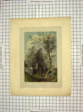 Original Old Antique Print 1850 Bartlett Archer Tomb Washington Mount Vernon