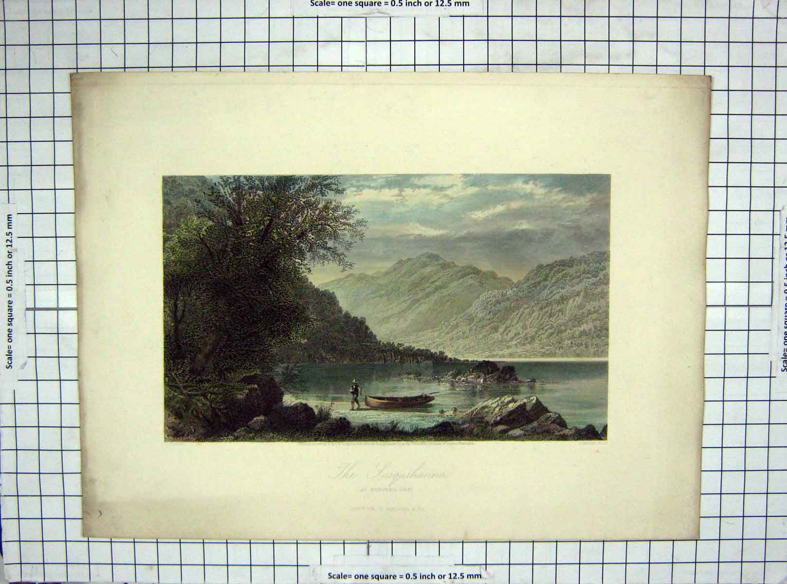Original Old Antique Print 1873 Hand Coloured Susquehanna Hunter'S Gap 19th