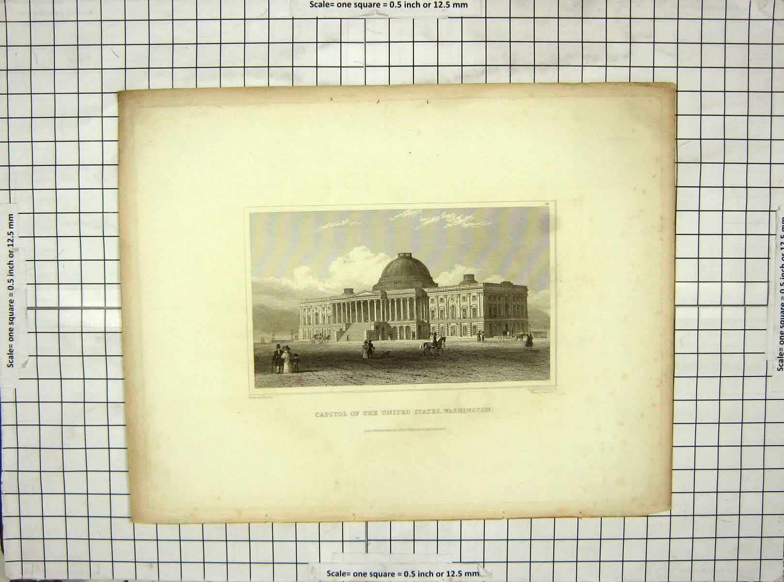 Original Old Antique Print 1831 Capitol United States Washington Fenner Brown