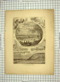 Original Old Antique Print C1850 New Haven Fort Hill East Rock Meadows America