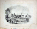 Original Old Antique Print 1850 Brandard Engraving View Warwick River Avon 19th