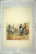 Original Old Antique Print Colour Siers War Wounded Marbot David