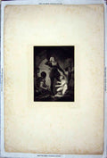 Original Old Antique Print Large Engraving Leighton Men Crying Child