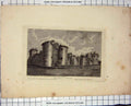 Original Old Antique Print 1790 Engraving View Castle Rouen France Harding 18th